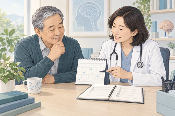 인지기능의 변화와 일상생활을 상담하는 모습