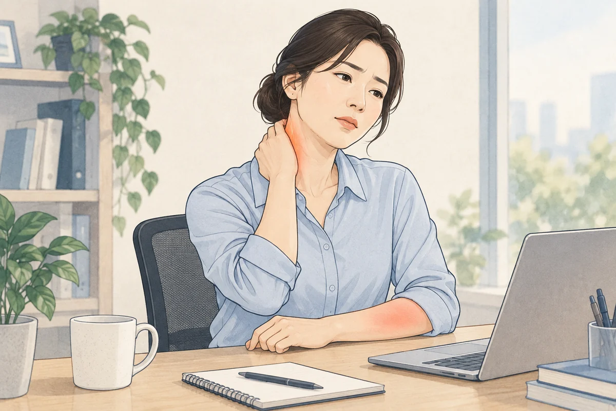 목과 어깨의 불편과 팔 저림을 살피는 사람