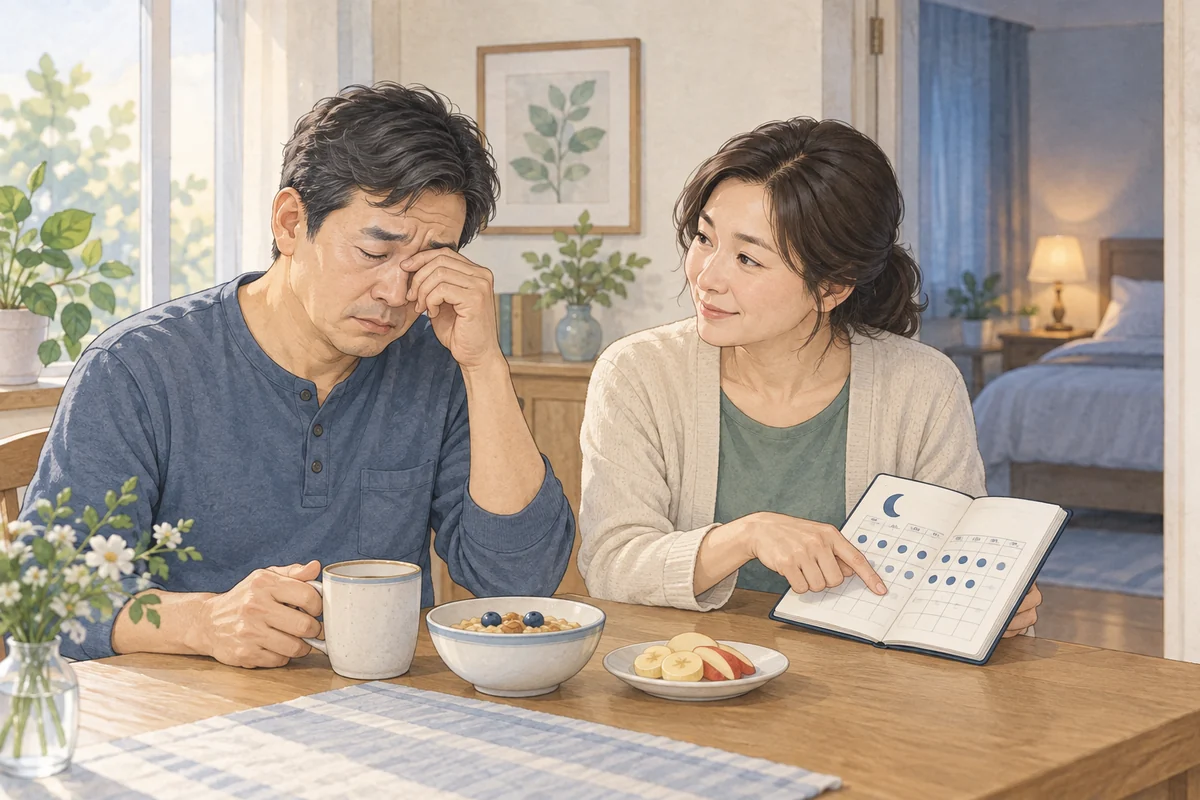 코골이와 낮 동안의 졸림을 상담하는 모습