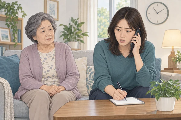 잠시 나타난 말과 팔의 이상을 기록하며 도움을 요청하는 모습